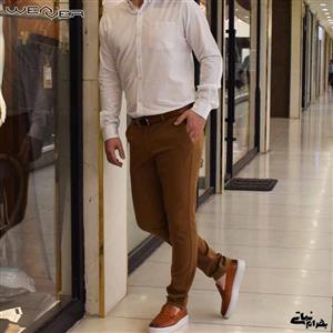 شلوار دوبر کش جگوار دارچینی اسلیم ساده مردانه کد 261