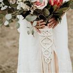 کاور دسته گل عروس برای عکاسی فرمالیته بافته شده به روش مکرومه بافی