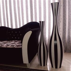 گلدان کنارسالنی چوبی سفید مشکی  دو تای 120و90سانت