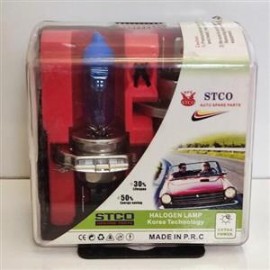 لامپ هالوژن خودرو استیکو مدل H4 رنگ یخی. STCO.تکنولوژی کره. 100.90w