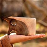 لیوان چوبی دستساز، کوکسا (شوکا) ساخته شده با چوب گردو مدل یک انگشتی