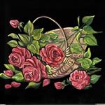 تابلو نقاشی سبد  گل رز روی بوم جیر  اثر دوست هنرمندم سودا جان که بسیارزیباوبا ظرافت کار میکنه ابعاد 60در 60