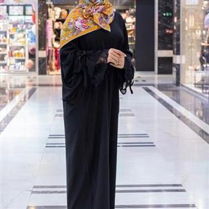 مانتو عبایی کرپ الیزه استین گیپور