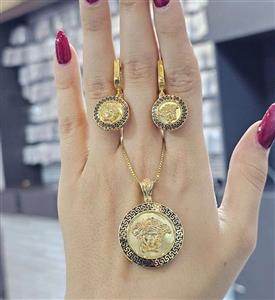 نیم ست نقره ورساچ آبکاری و روکش طلا عیار 925 با فاکتور معتبر کارگاه نقره سازی رضازاده 