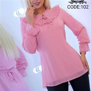 شومیز زنانه سایز یک تا چهار رنگ قرمز جنس ژورژت آستر دار