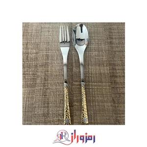 سرویس قاشق و چنگال 24 نفره 120 پارچه 5 میل یونیک مدل نیمه طلایی کریستالی