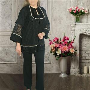 مانتو کتی مجلسیترکیب ژاکارد و پارچه پولک دوزی