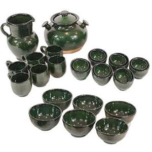 سرویس دیزی خوری ۶ نفره سفالی لعاب دار سبز