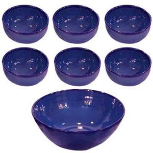 سرویس 7 عددی پیاله سفالی آبی نفتی