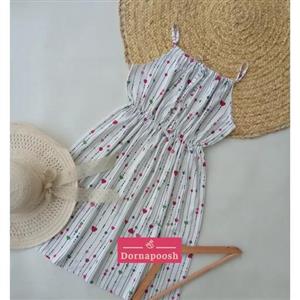 پیراهن ساحلی کوتاه زنانه مدل بندی نخی خارجی طرح قلب