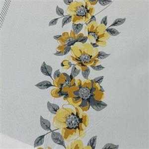 پرده پارچه ای طرح گل زرد بهار عرض 3 متر