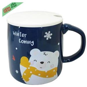 ماگ سرامیکی طرح خرسی قاشق دار