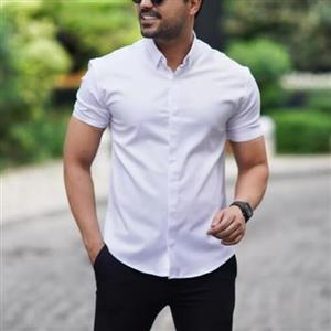 پیراهن مجلسی مردانه ساده آستین کوتاه
