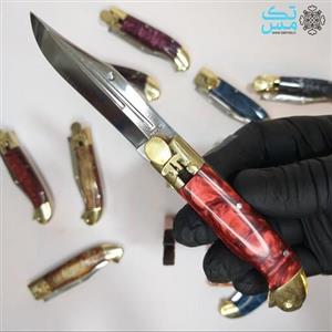 چاقوی ضامن فشاری سر پرنده دسته اپوکسی عباس اسلامی 024