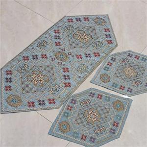 رومیزی 3 تیکه مخمل طرح جاجیم کد 01