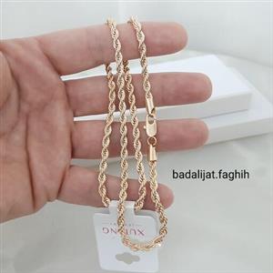 زنجیر طنابی برند ژوپینگ دقیقا شبیه طلا حک خورده کاملا رنگ ثابت و آبکاری شده با طلا