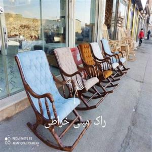 صندلی راک خراطی  چوب گردو و توسکا رنگ و پارچه سفارشی