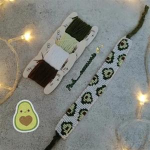 دستبند دوستی. دستبند آلفا بافی.دستبند طرح آووکادو. دخترانه. زیورآلات. صنایع دستی. بافتنی.