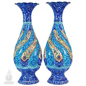 گلدان صراحی میناکاری نیل ارتفاع 25 سانتی متر 1 