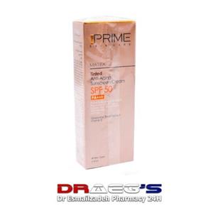 پریم کرم ضد آفتاب جوان کننده فاقد چربی رنگی انواع پوست  PRIME SUNSCREEN CREAM OIL_FREE ANTI AGING TINTED SPF50