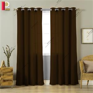 پرده پانچی کتان بافت‌دار قهوه‌ای سوخته