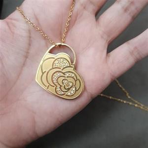 گردنبند استیل قلبی نگین دار زنجیر بلند