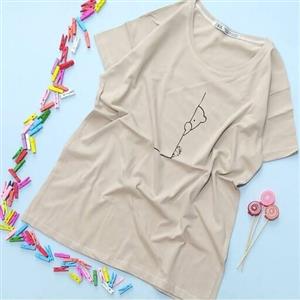 تیشرت نخ پنبه سوپر  طرح نیم خرسی زنانه دخترانه