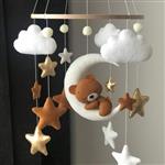 آویز موزیکالی تخت نوزاد طرح خرس و ماه و ستاره