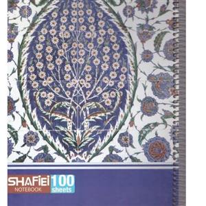 دفتر 100 برگ رحلی جلد سازی فنر  تک  طرح  کاشی گل دار  کد 73