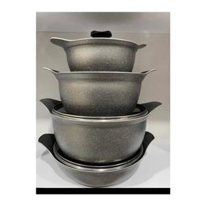 سرویس قابلمه چدن مهیا مهر رنگ مشکی جنس چدن سایز بندی 28-24-20 تابه 28 مجموعا 8 پارچه