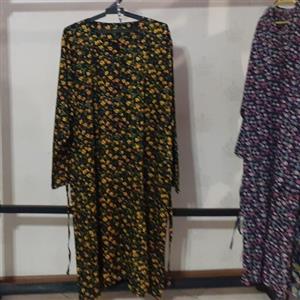 پیراهن نخی زنانه تمام چاپ یقه دکمه دار پیراهن سایز بزرگ تمام نخ