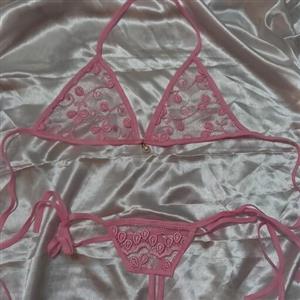 ست شورت و سوتین فانتزی صورتی ، کاستوم پرنسسی ، توری لامبادا