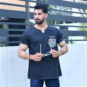 تیشرت مردانه لی یقه کوبایی کد 15126