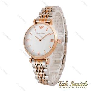 ساعت امپریو آرمانی زنانه دورنگ رزگلد صفحه سفید Armani-4799-L