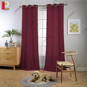 پرده پانچی تور کتان برند ParsDecor رنگ بنفش تیره