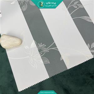 پرده زبرا تمام زمینه طرح گل طلایی زمینه سفید