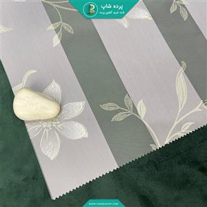 پرده زبرا تمام زمینه طرح گل طلایی زمینه طوسی روشن
