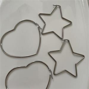 گوشواره استیل قلب و ستاره سایز بزرگ