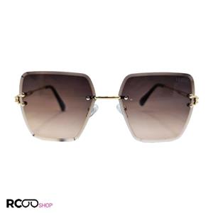 عینک آفتابی دیتیای فریم لس با لنز قهوه ای زیتونی و دسته طلایی مدل 9530