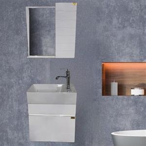 فول ست دیواری سفید با سنگ آتیلا پارس سرام مدل 4525 روشویی کابینتی سنگ آینه باکس