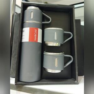 فلاسک استیل سه کاپ مدل Thermo Bottle Vacuum Set Rhong