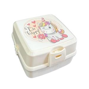 ظرف غذای کودک هوبی لایف مدل Be Happy کد 021175 (رنگ استخوانی)