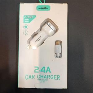 شارژر فندکی خودرو LAPRAMOL fast charzh مدل LP-R1 دارای 2 خروجی و کابل type c