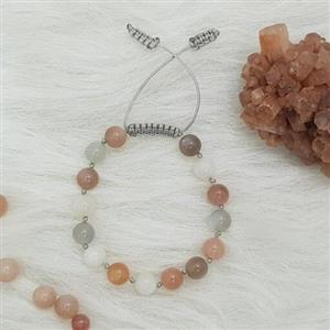 دستبند سنگ ماه طبیعی moonstone سایز 8  گرد  کیفیت درجه 1سنگ دریافت های شهودی