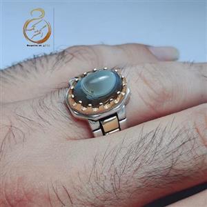 انگشتر  نقره باباقوری تک چشم با رکاب نقره مردانه.