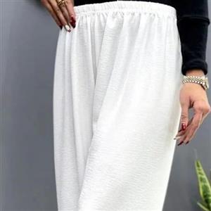 شلوار ابروبادی سفید مشکی گشاد بیرون پوش