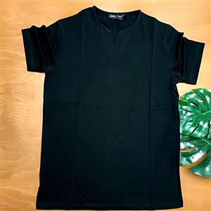 تیشرت مردانه یقه کوبایی رنگ مشکی