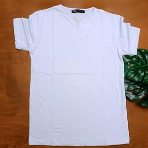 تیشرت مردانه یقه کوبایی رنگ سفید