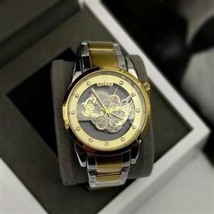 ساعت مچی مردانه رولکس مدل چرخ دندنه ای صفحه نمایان 