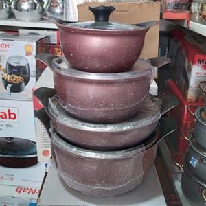 سرویس قتبلمه 8 پارچه ثرویس قابلمه هشت پارچه گرانیتی مهیا مهر  فورج  رنگ رز گلد
